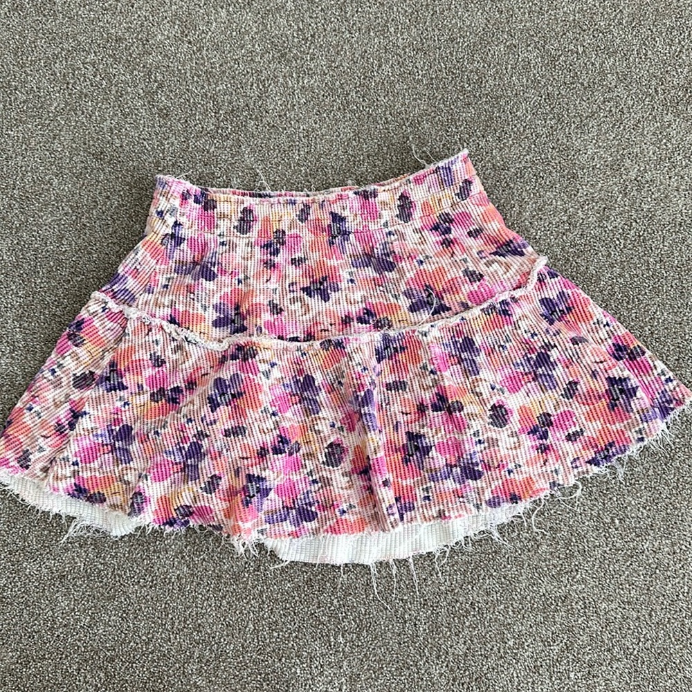 LOVESHACKFANCY Raw Hem Mini Skirt